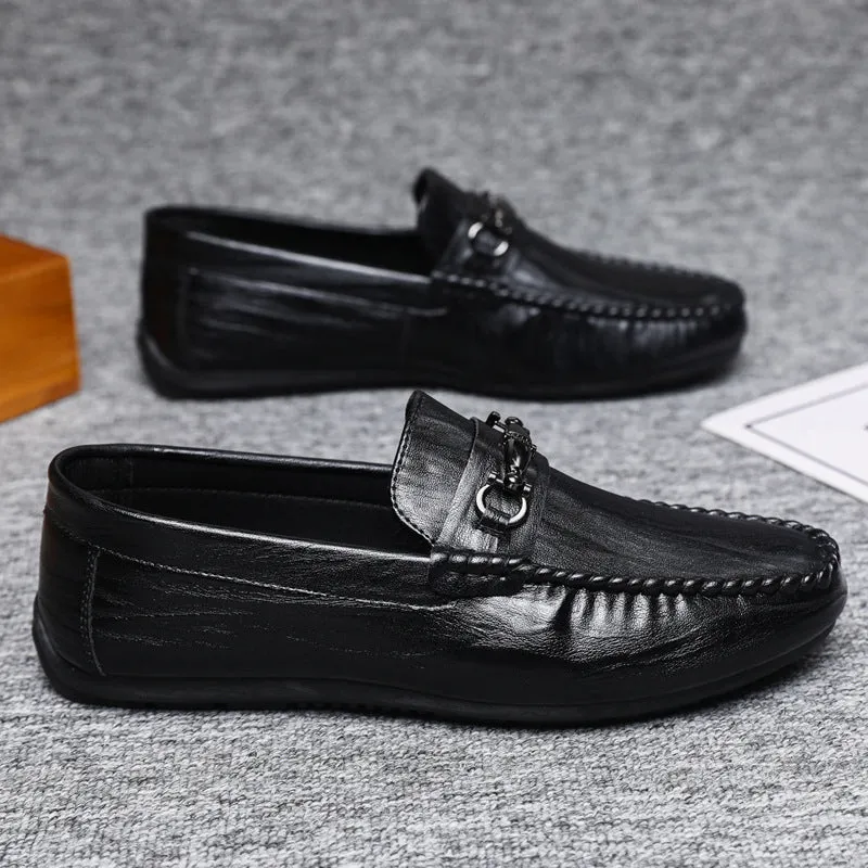 One-pedal loafers summer lazy dress soft-soled single shoes men's trend high-end low-top British men's shoes