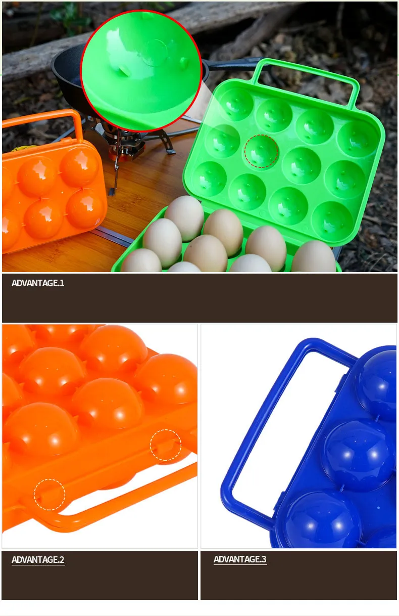 Outdoor 6-Grid Portable Egg Box Durable Protection Tray for Camping