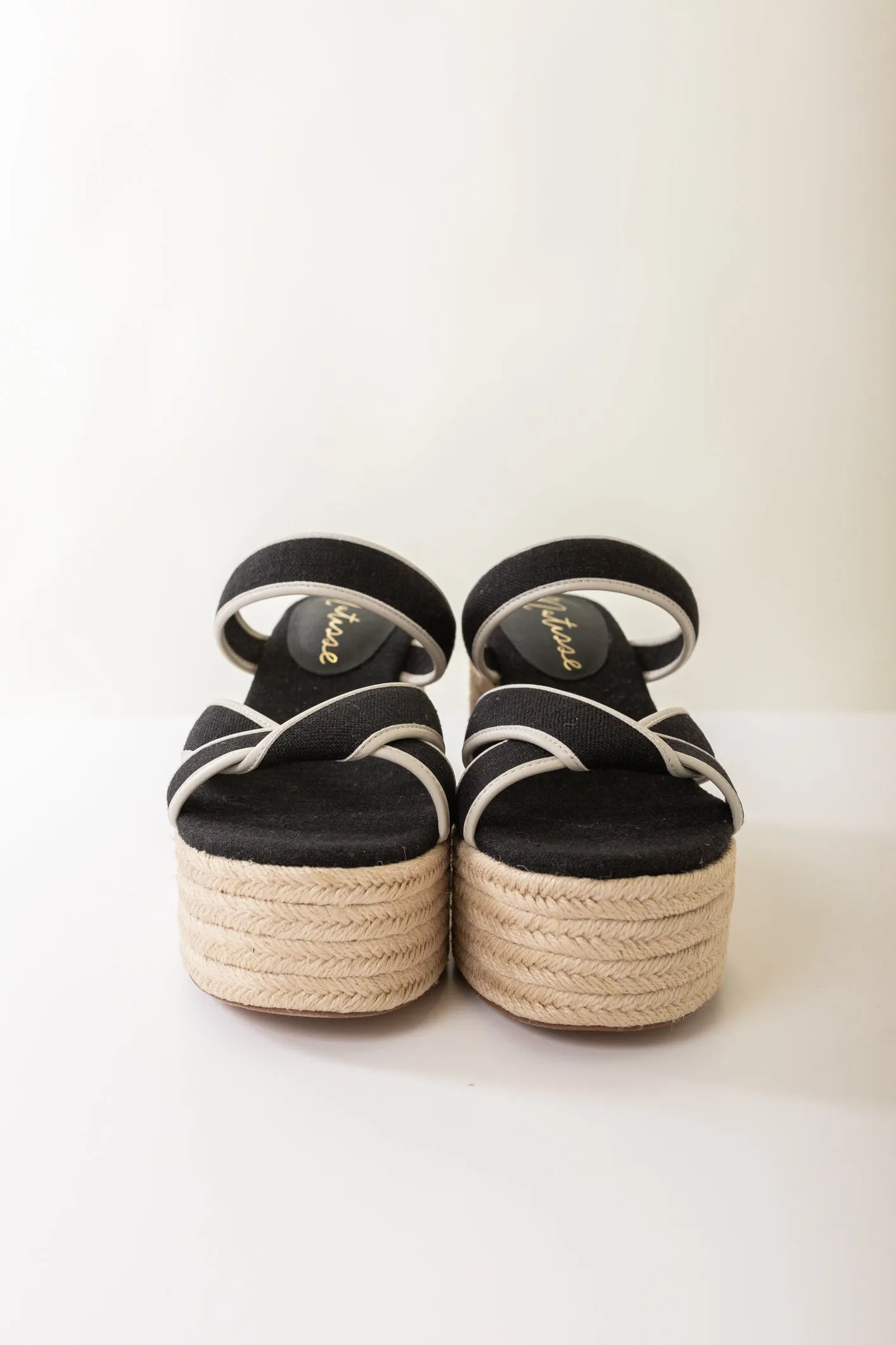 Palm Beach Wedge in Black Linen