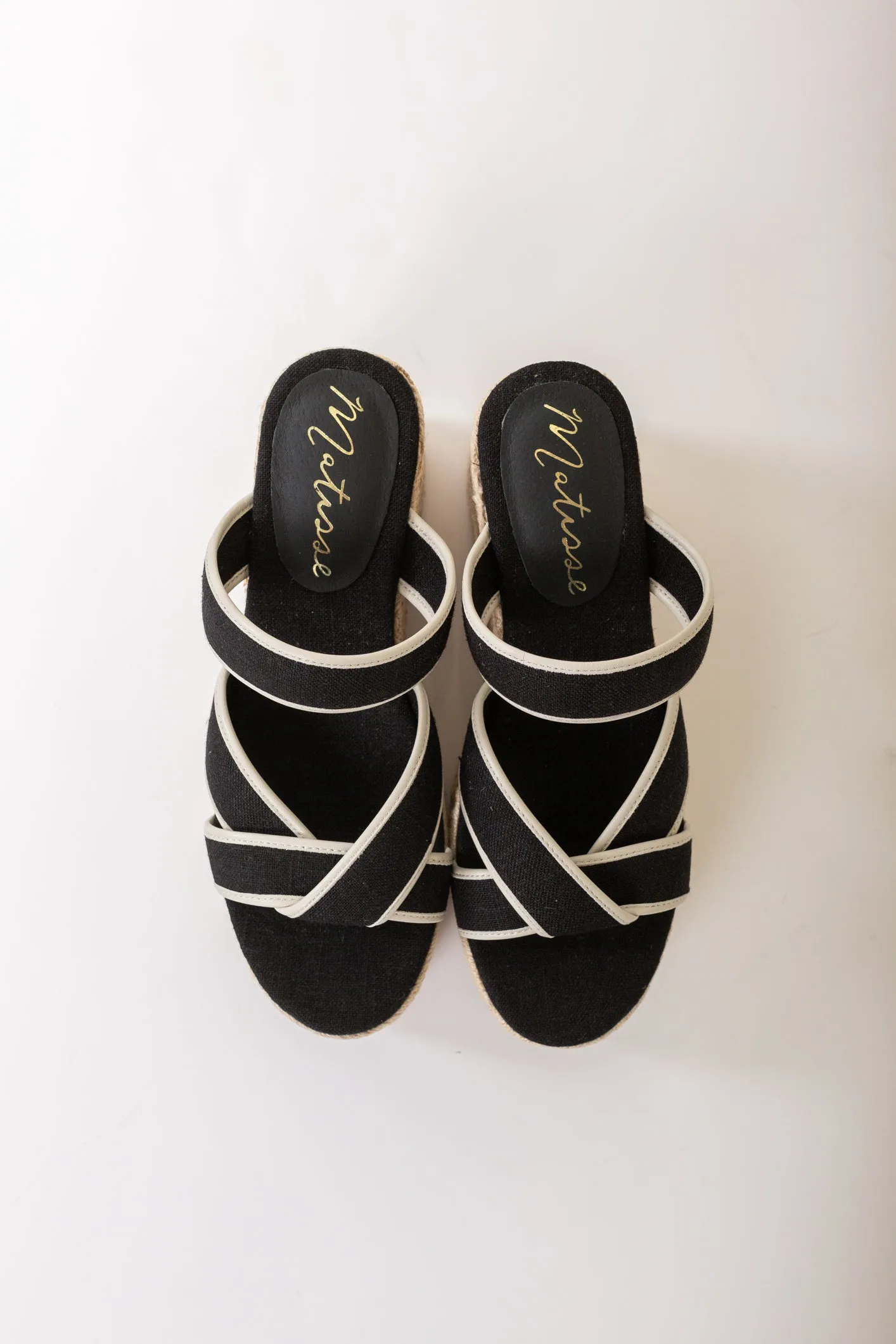Palm Beach Wedge in Black Linen