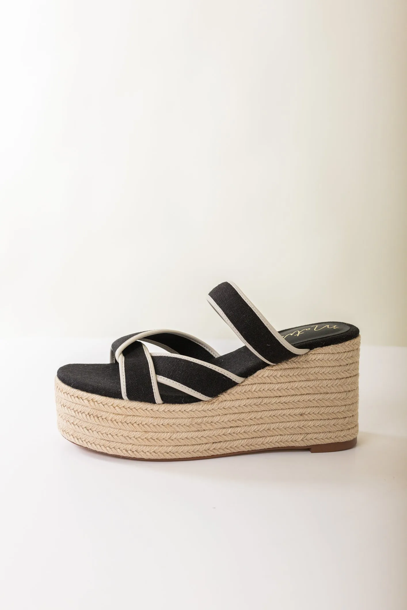 Palm Beach Wedge in Black Linen