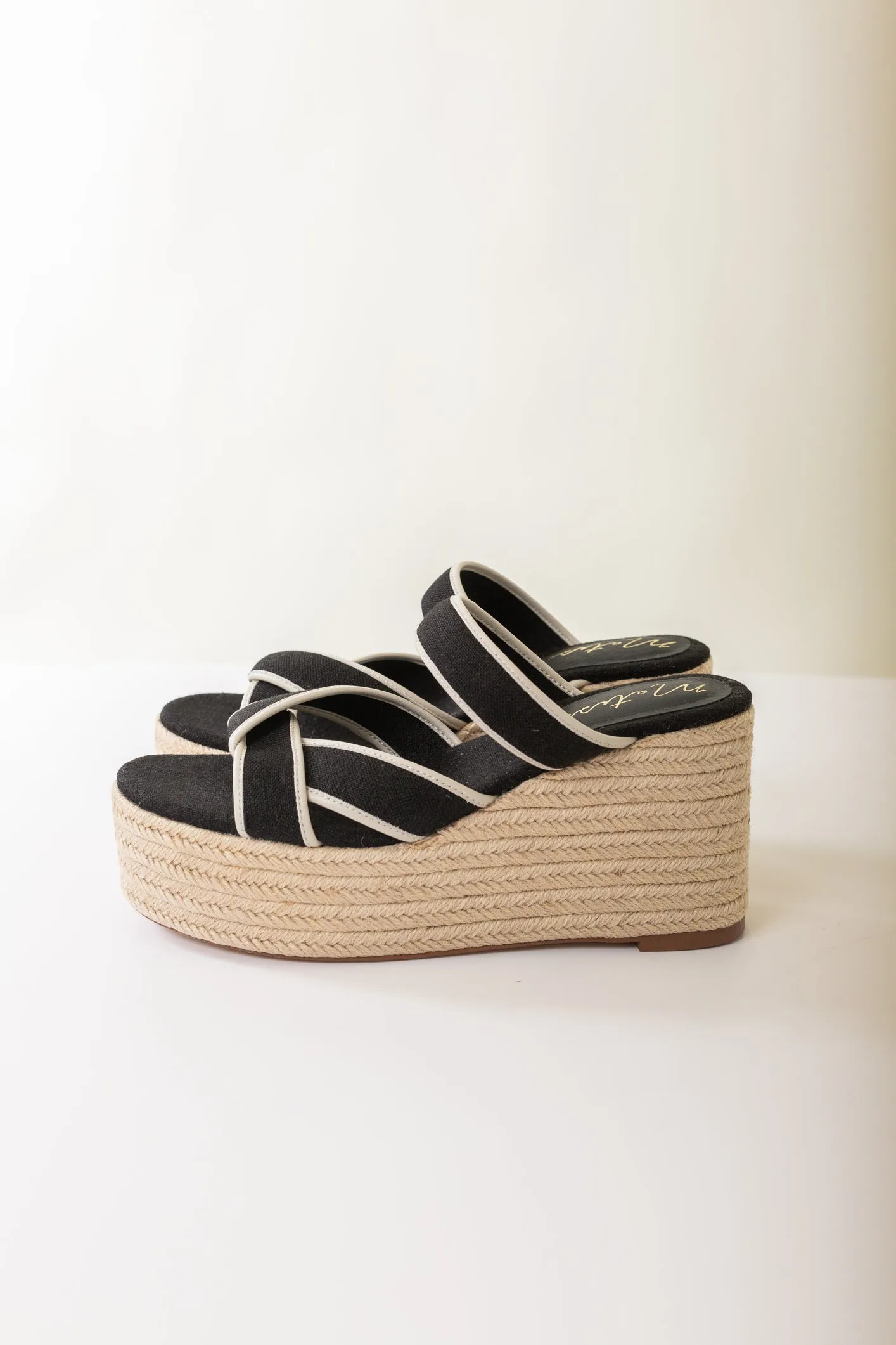 Palm Beach Wedge in Black Linen