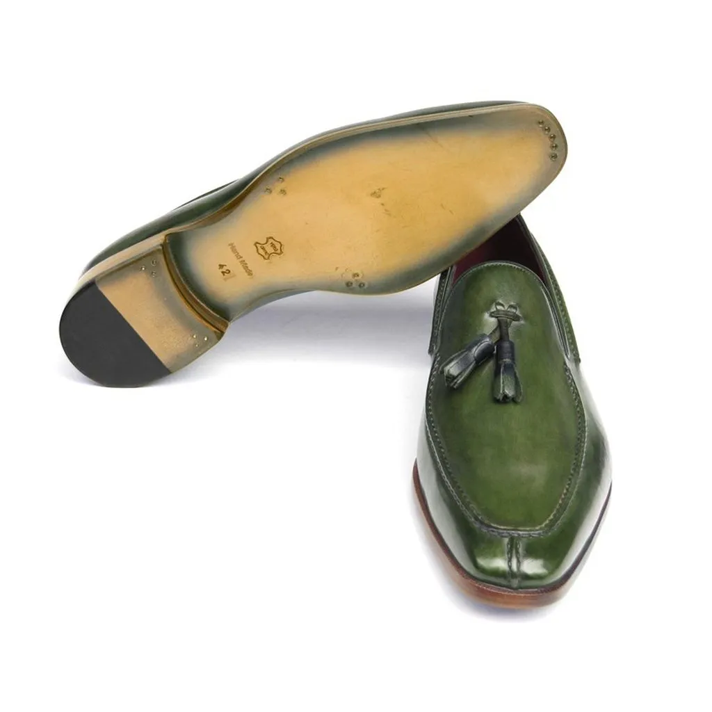 Paul Parkman Men's Tassel Loafer Green Leather (ID#083-GREEN)