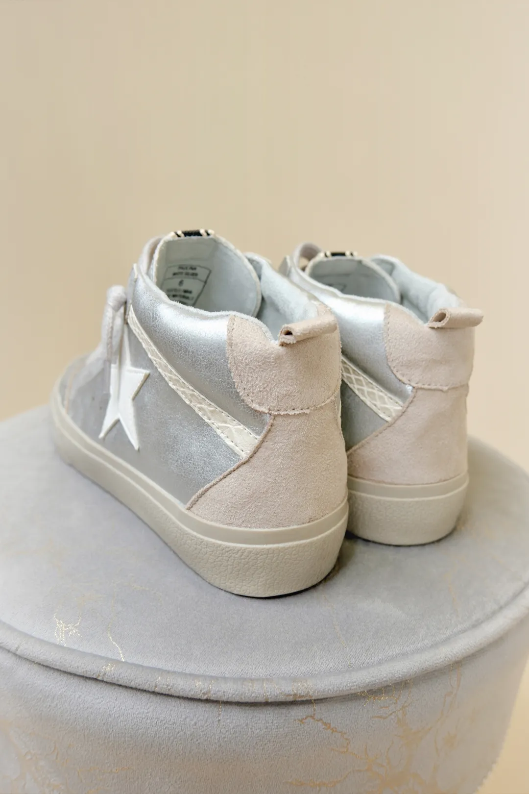 Paulina White/Silver High Top Sneakers