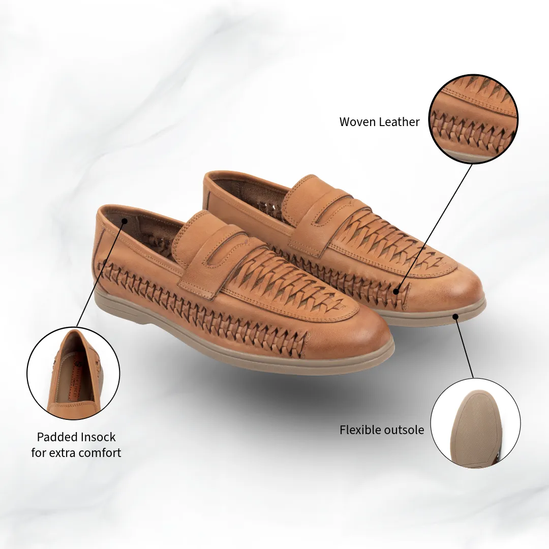 Perth Leather Woven Loafer - Tan