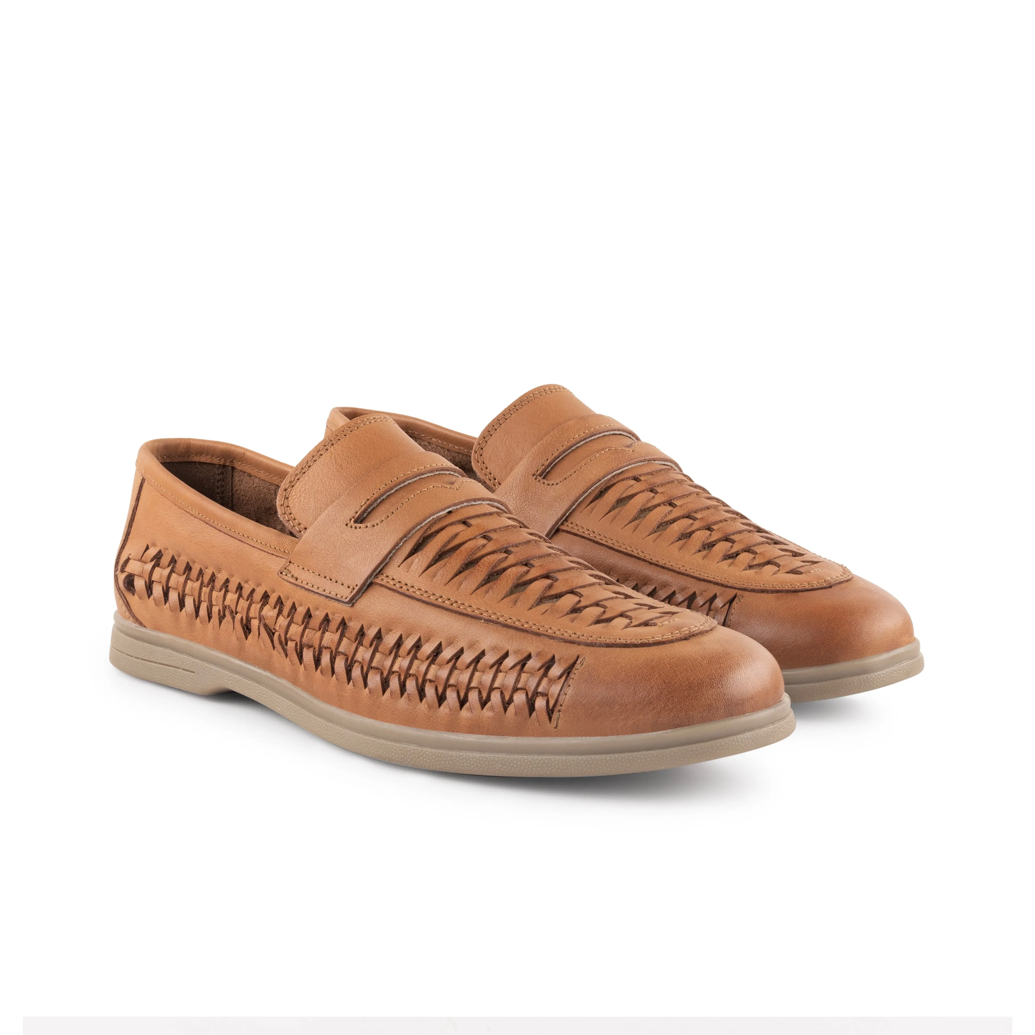 Perth Leather Woven Loafer - Tan