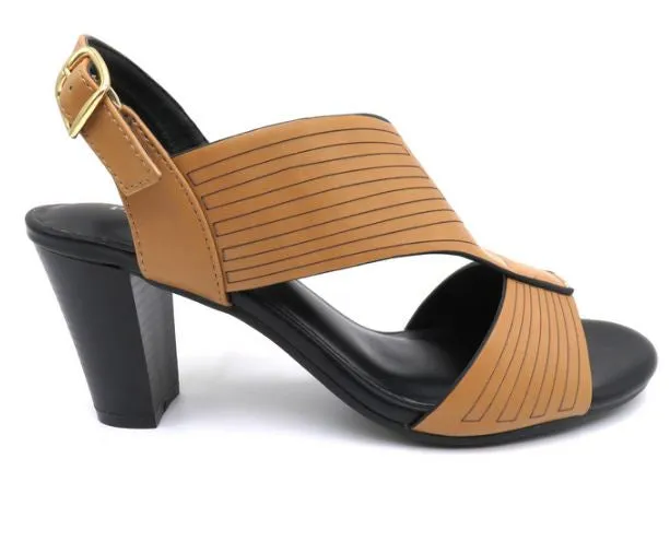 Pierre Dumas Selma-2 Women Slip On Open Toe Ankle Strap Chunky Heel Shoe Natural-MT