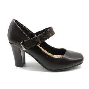 Pierre Dumas Serene-4 Women Ankle Buckle High Fudge Heel Shoe Brown-SHW