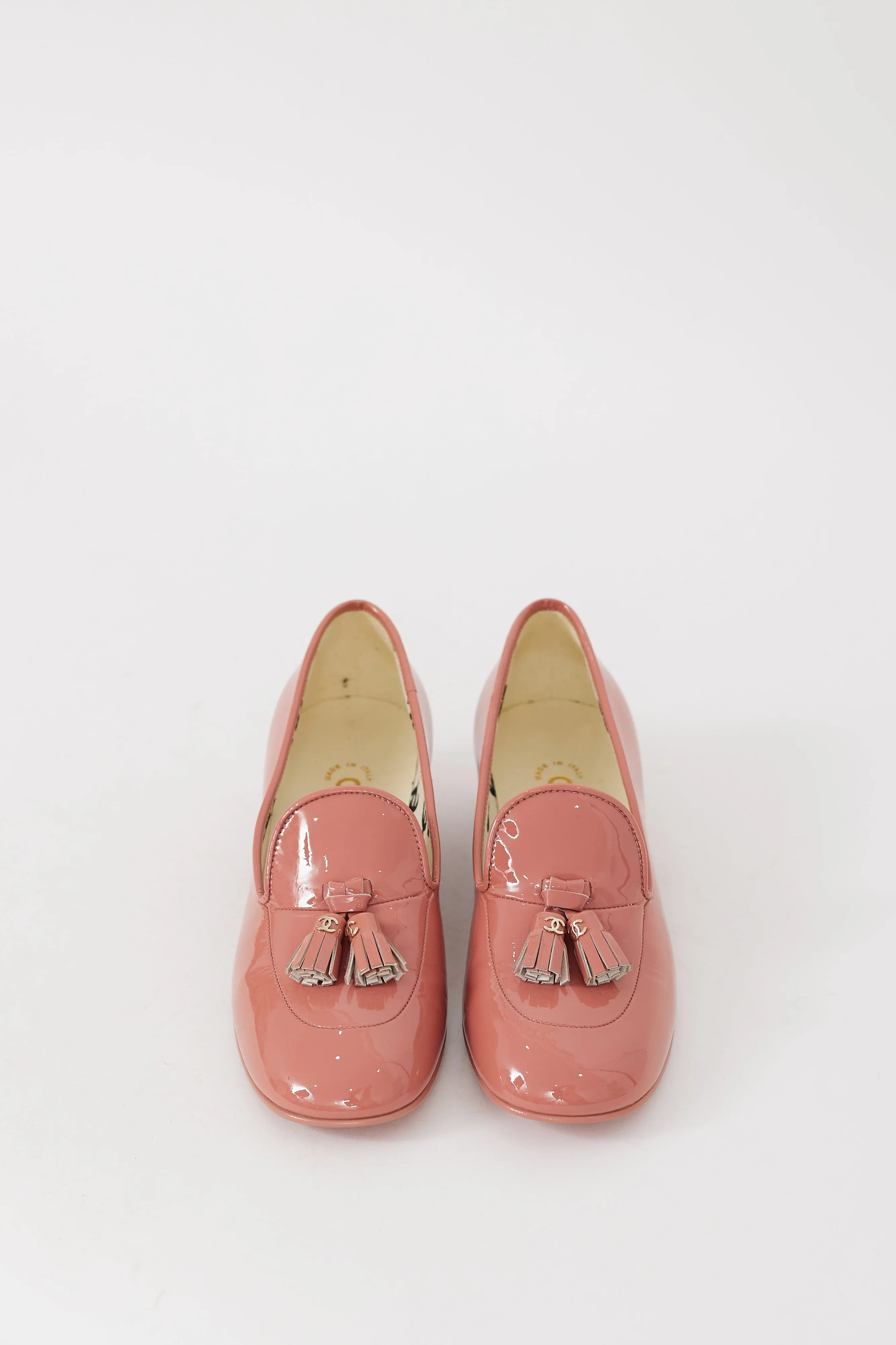 Pink & Gold Patent Leather Tassel Loafer