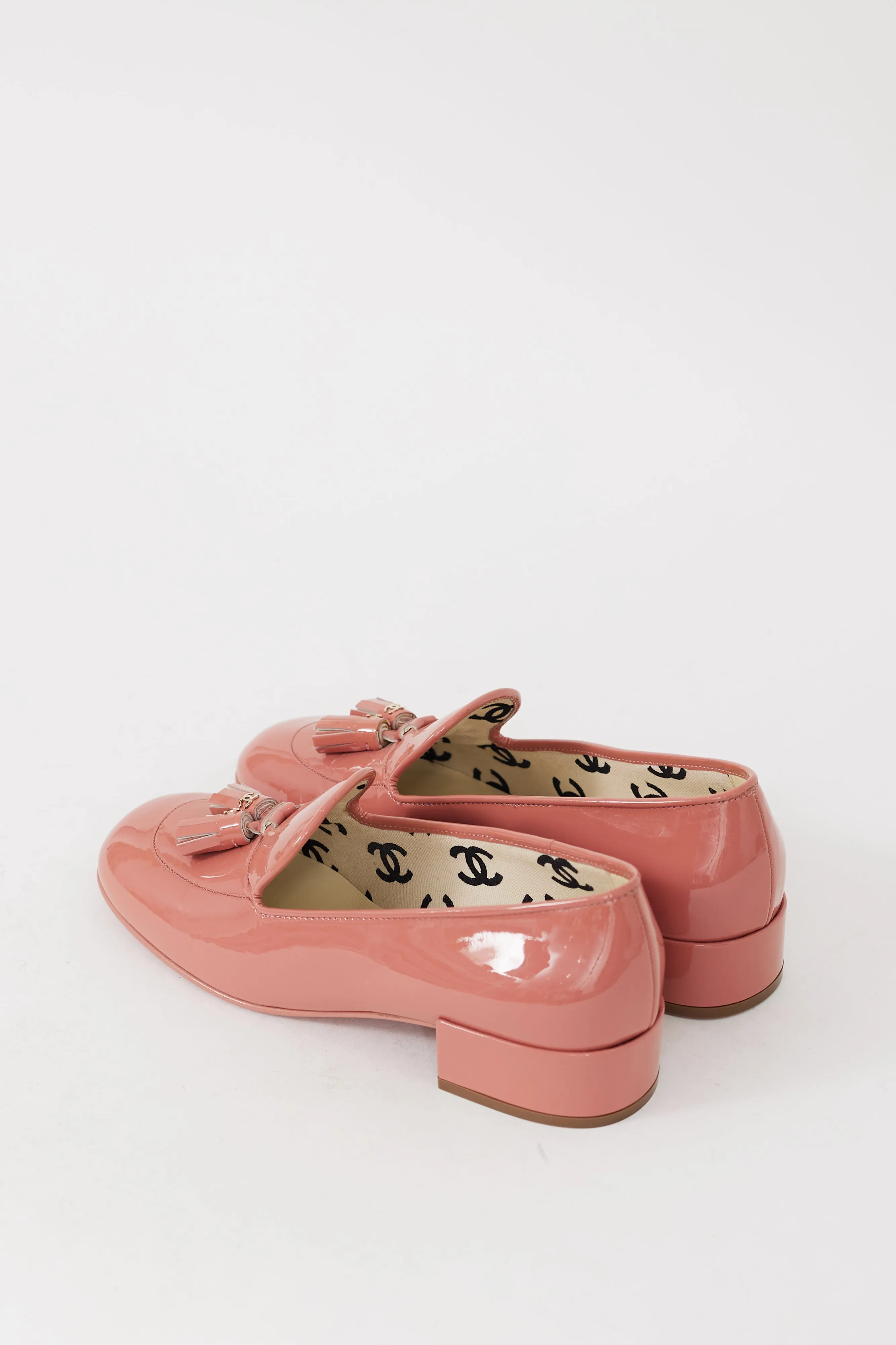 Pink & Gold Patent Leather Tassel Loafer