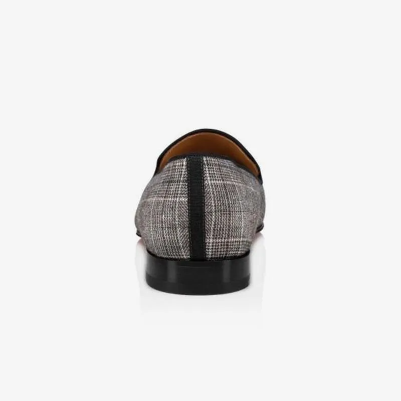 Plaid Men Loafers Metal Tassel Shoes Calf
