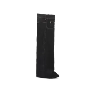 POGIH Denim Knee High Boots
