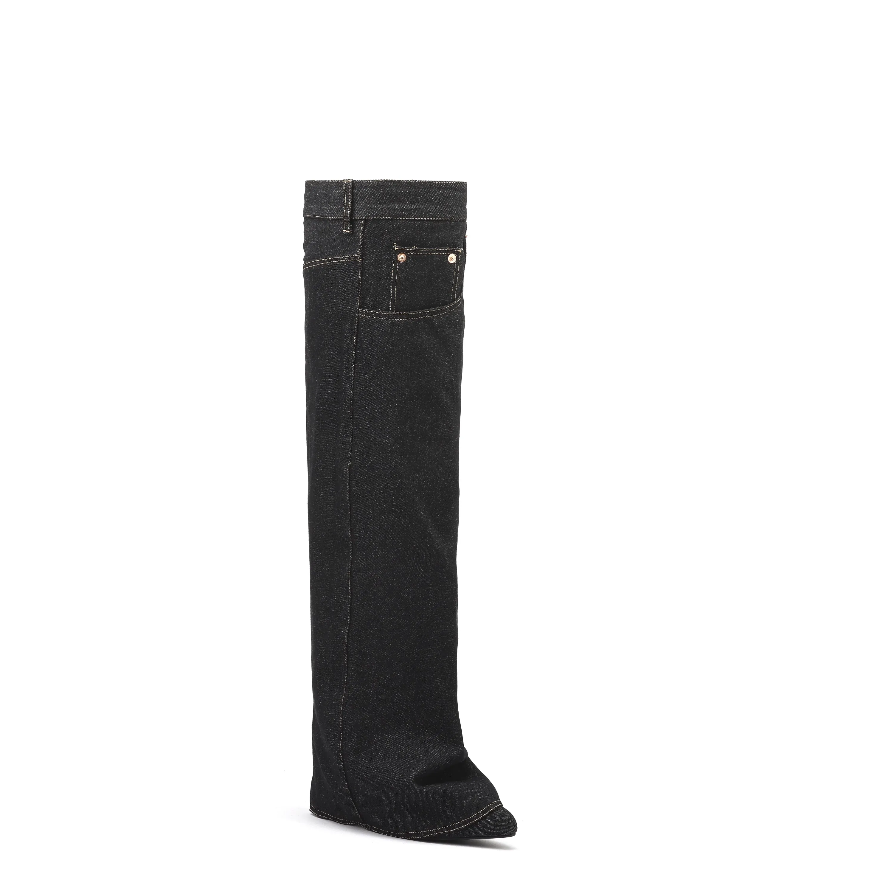 POGIH Denim Knee High Boots