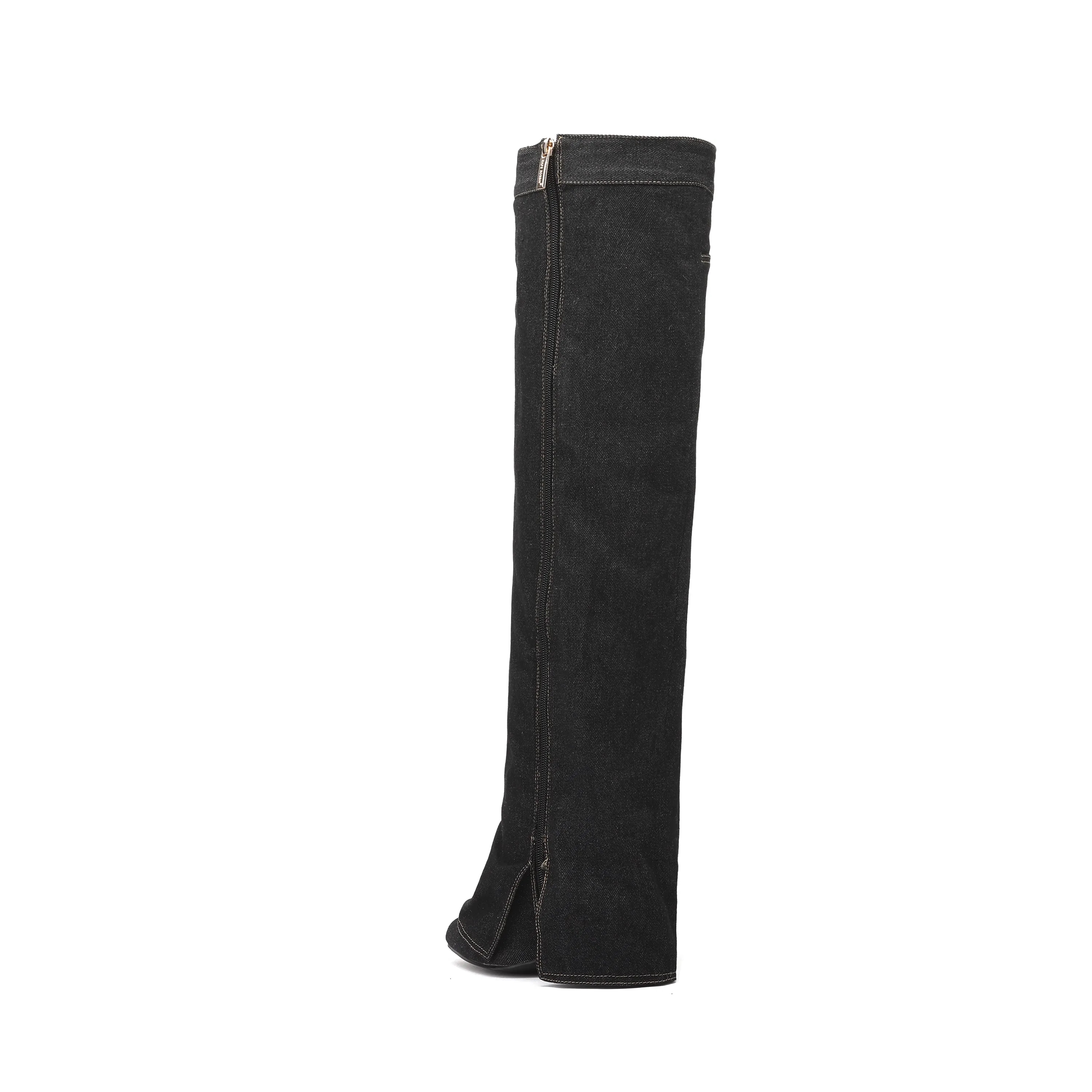 POGIH Denim Knee High Boots