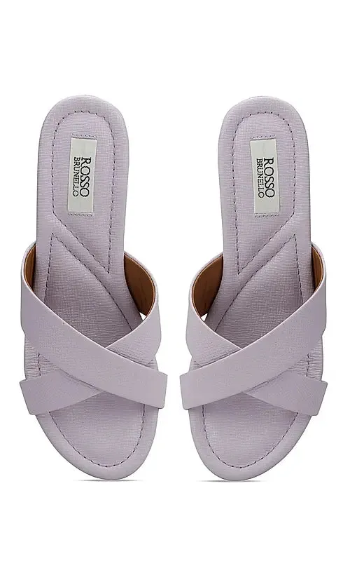 Purple Criss Cross Strap Wedges
