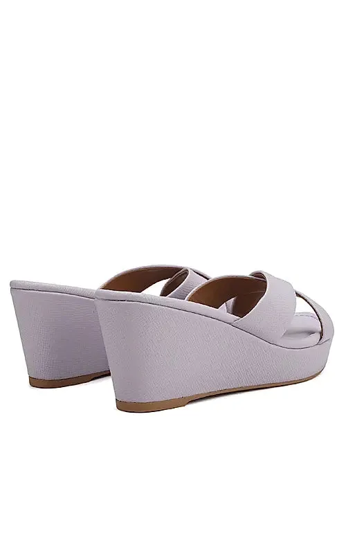 Purple Criss Cross Strap Wedges