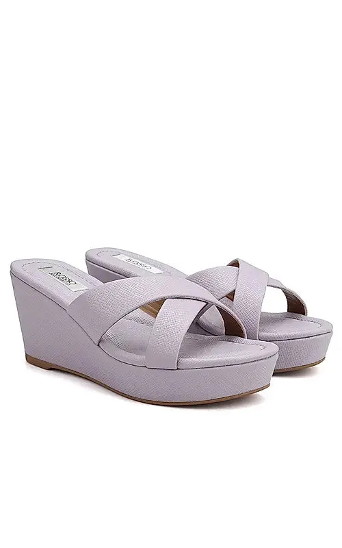 Purple Criss Cross Strap Wedges