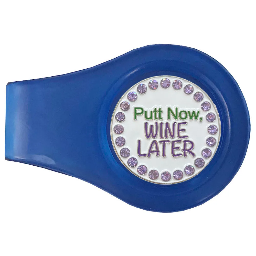 Putt Now, Wine Later Golf Ball Marker With Colored Clip