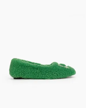 Rhinestone Square Buckle Fuzzy Slip On Slippers Loafers
