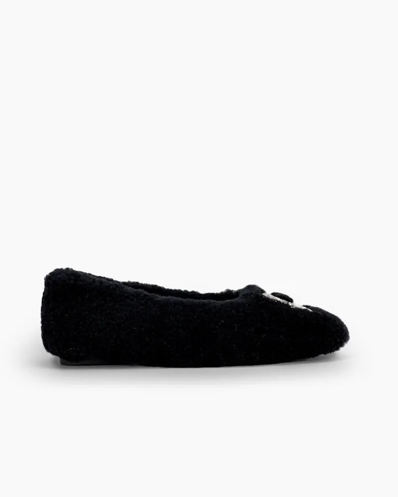 Rhinestone Square Buckle Fuzzy Slip On Slippers Loafers