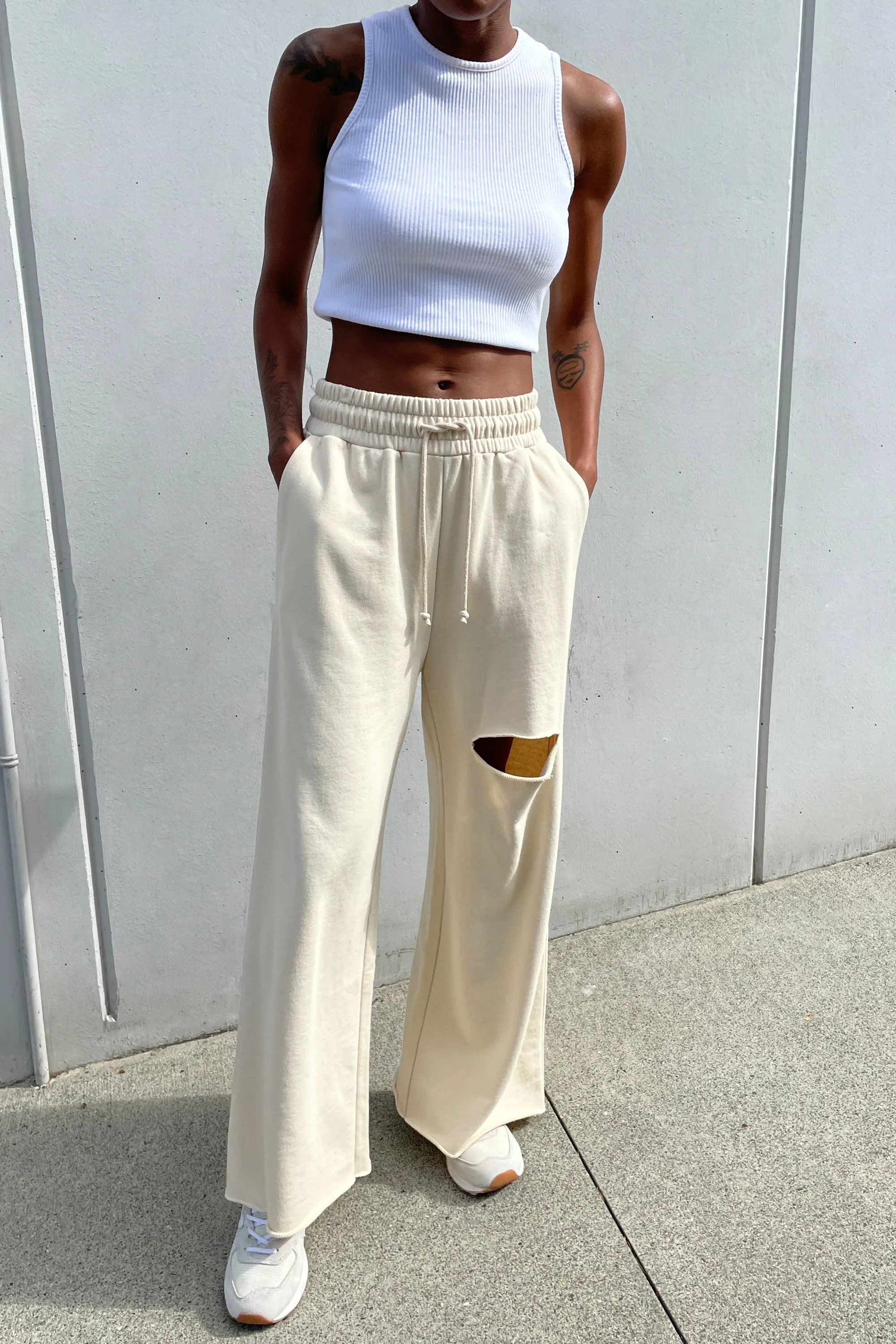 RIPPED WIDE LEG PANT