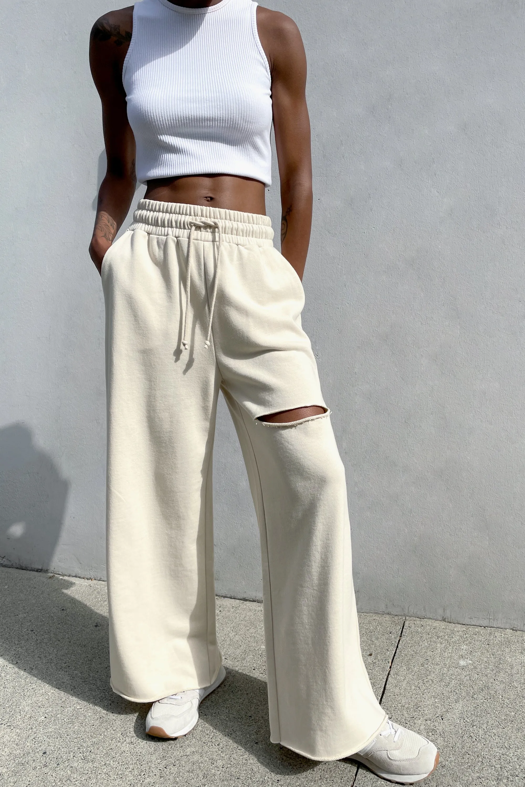 RIPPED WIDE LEG PANT