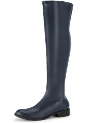 Round Toe Low Block Heel Over the Knee High Boots for Women