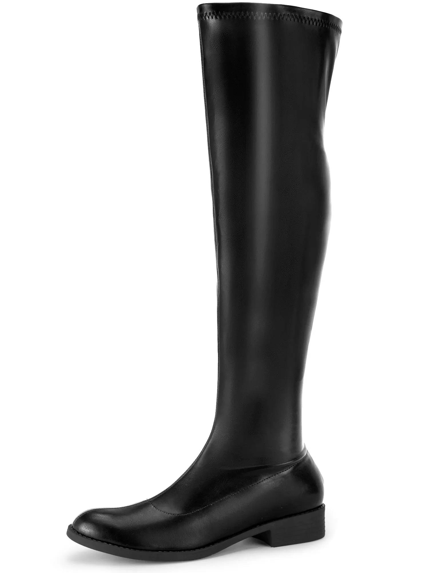 Round Toe Low Block Heel Over the Knee High Boots for Women