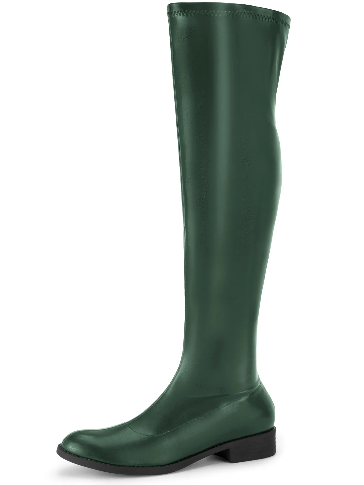 Round Toe Low Block Heel Over the Knee High Boots for Women