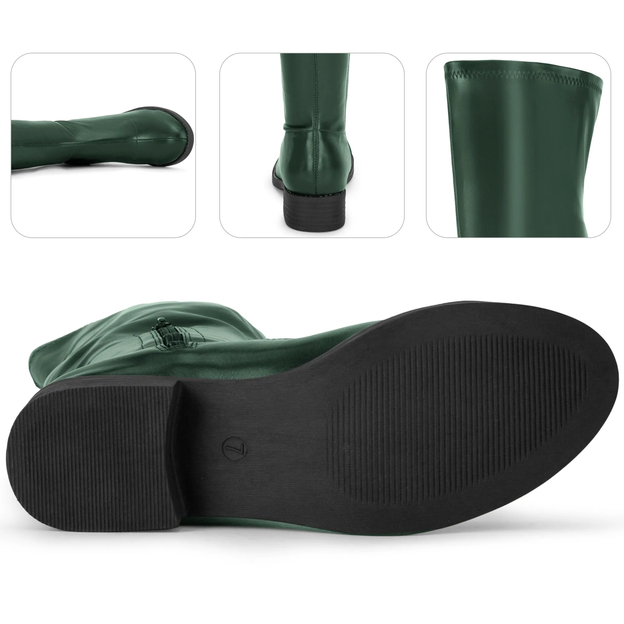 Round Toe Low Block Heel Over the Knee High Boots for Women