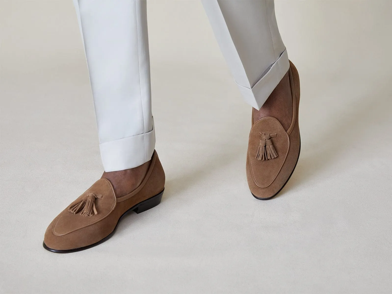 Sagan Classic Tassel Loafers in Tan Asteria Suede