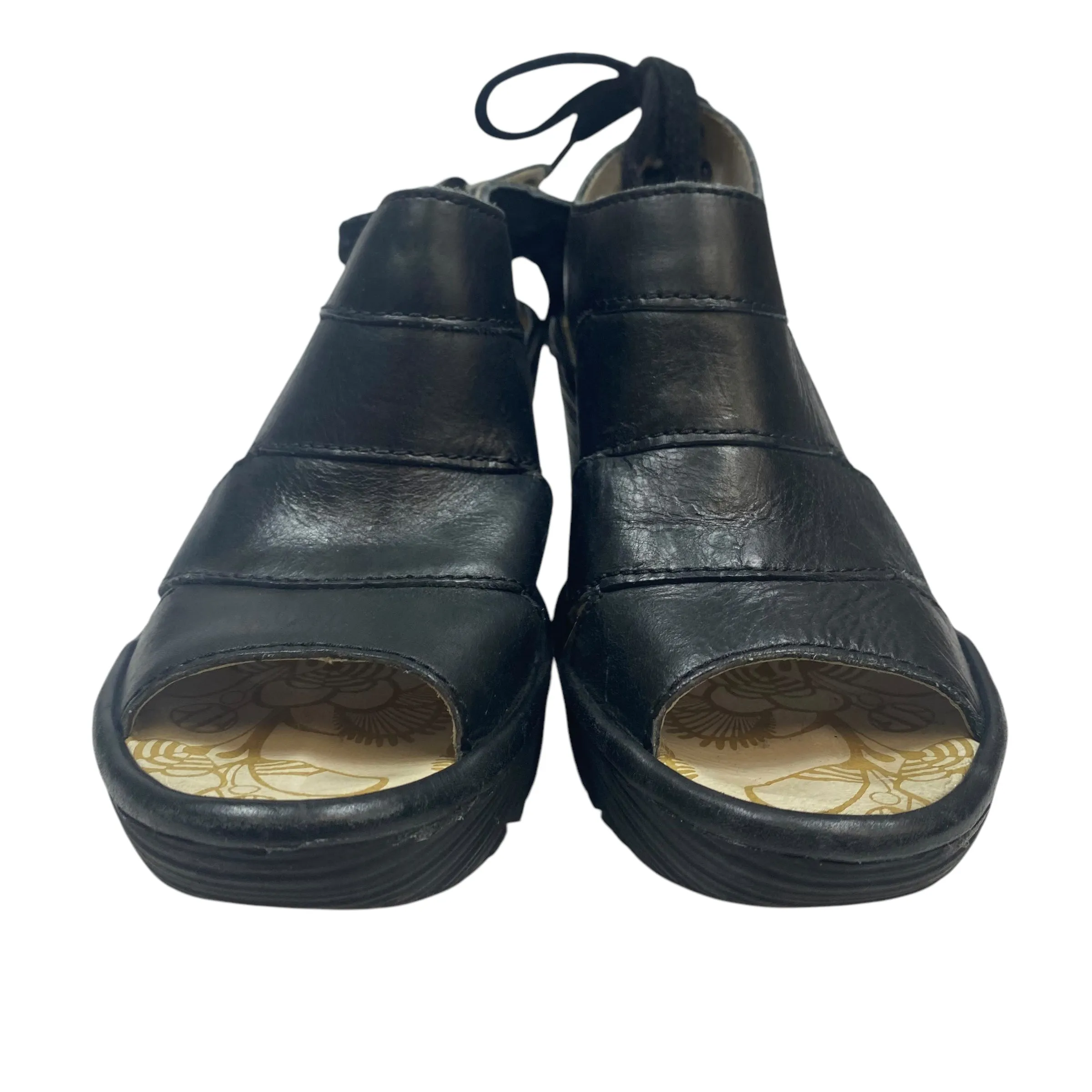 Sandals Heels Wedge By Fly London In Black, Size: 7.5