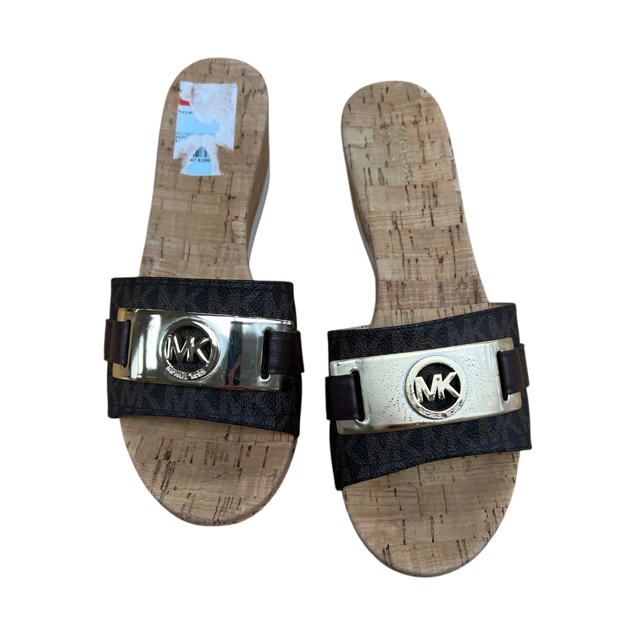 Sandals Heels Wedge By Michael By Michael Kors In Brown, Size:7.5