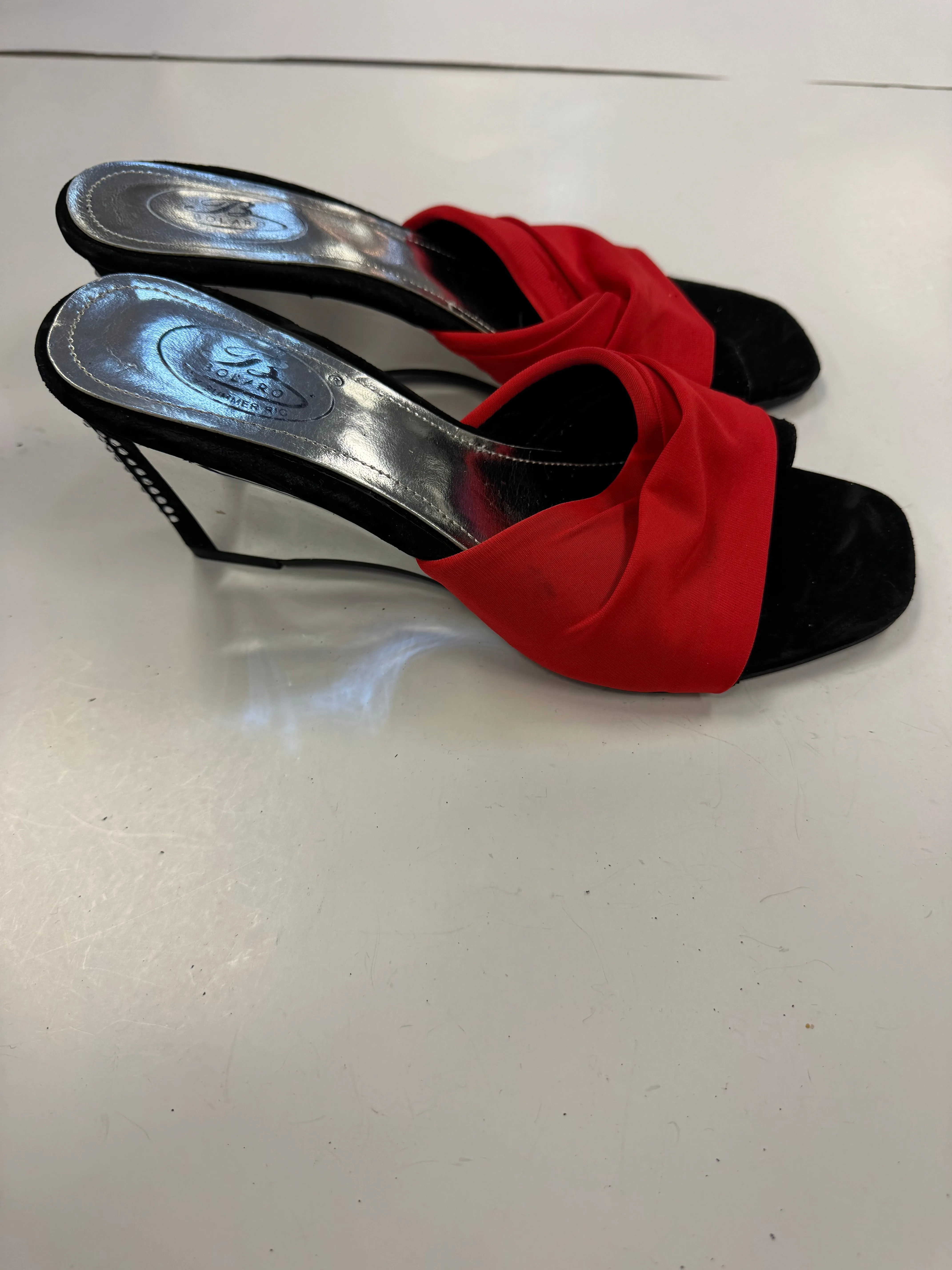 Shoes Heels Wedge By Clothes Mentor In Black & Red, Size: 8