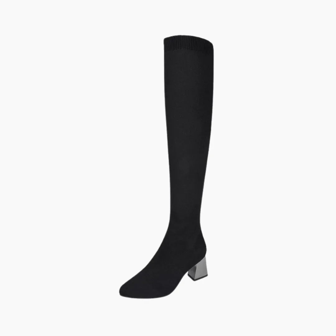 Slip-On, Square Heel : Knee High Boots