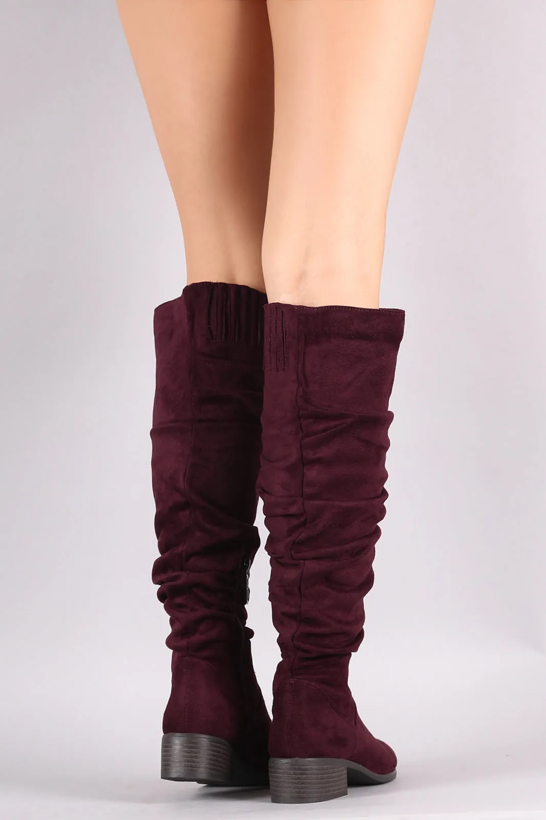 Slouchy Almond Toe Riding Knee High Boots
