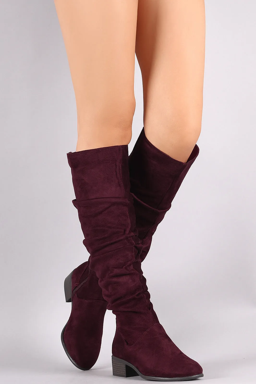 Slouchy Almond Toe Riding Knee High Boots