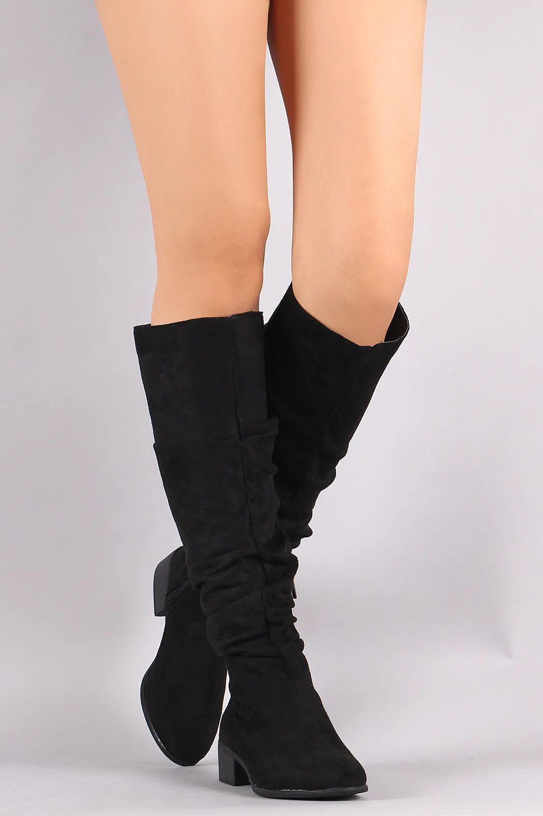 Slouchy Almond Toe Riding Knee High Boots