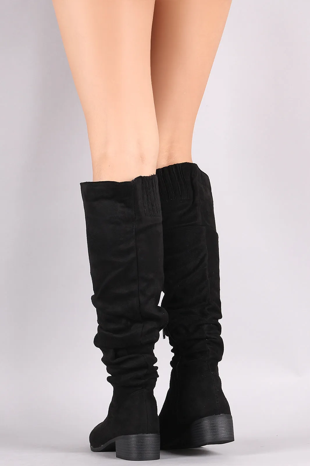 Slouchy Almond Toe Riding Knee High Boots