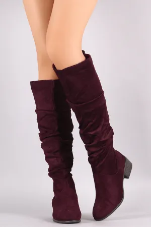 Slouchy Almond Toe Riding Knee High Boots