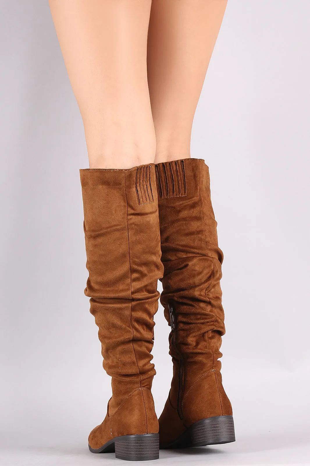 Slouchy Almond Toe Riding Knee High Boots