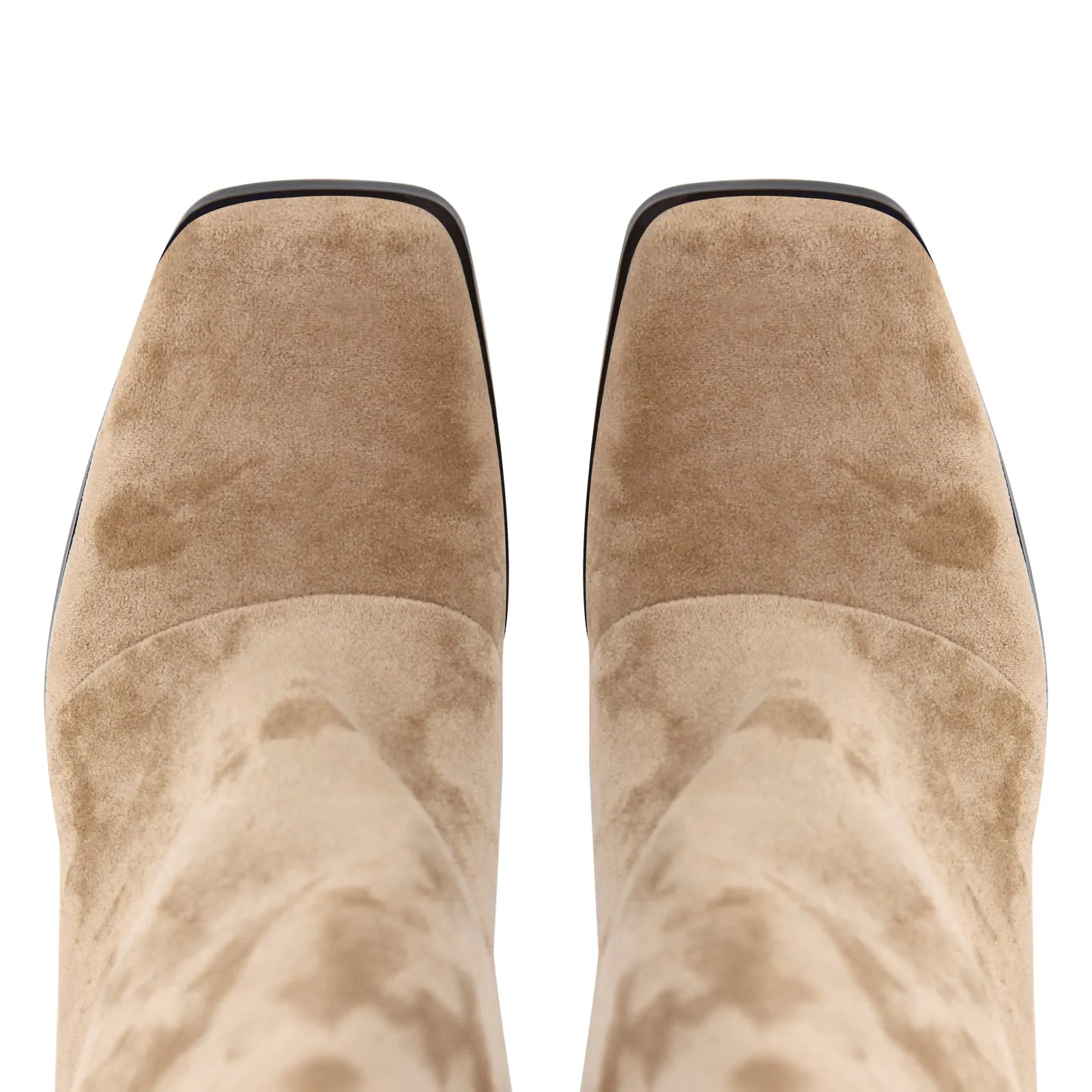 Square Toe Suede Chunky Heel Knee High Boots