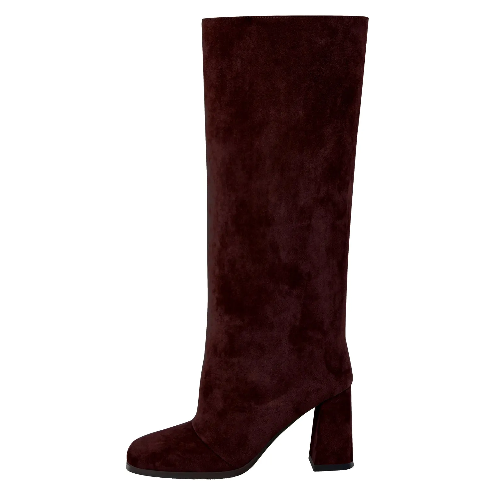 Square Toe Suede Chunky Heel Knee High Boots