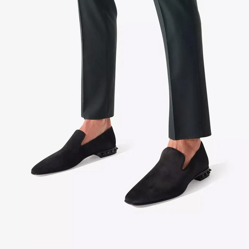 Suede Loafers with Metal Studs