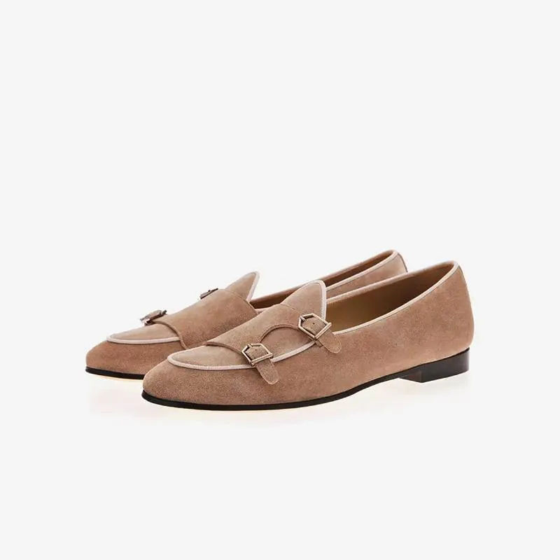 Suede Monk Strap Loafers