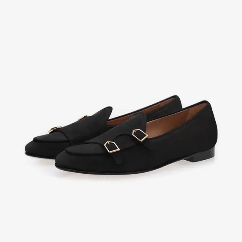Suede Monk Strap Loafers