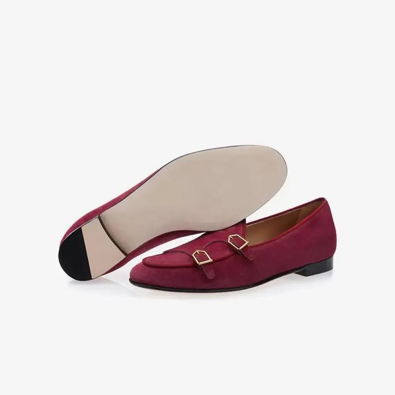 Suede Monk Strap Loafers