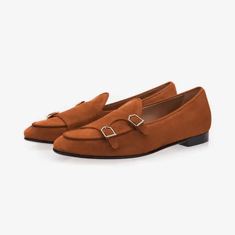 Suede Monk Strap Loafers