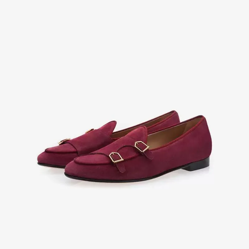 Suede Monk Strap Loafers