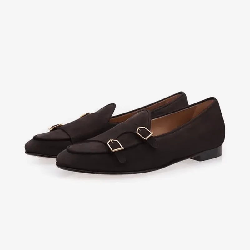Suede Monk Strap Loafers